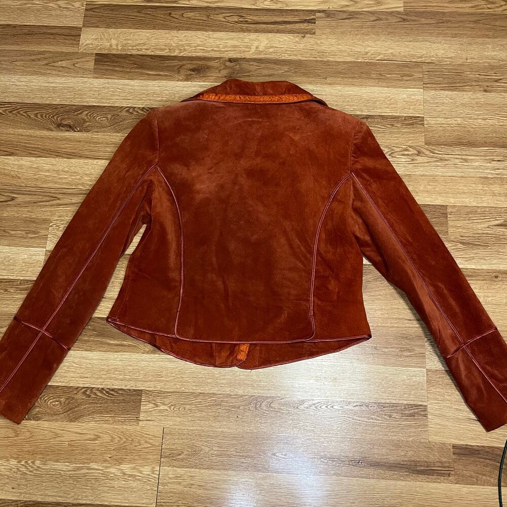 Di Vita Suede Moto Blazer Jacket Size 8 Burnt Orange - Picture 8 of 16
